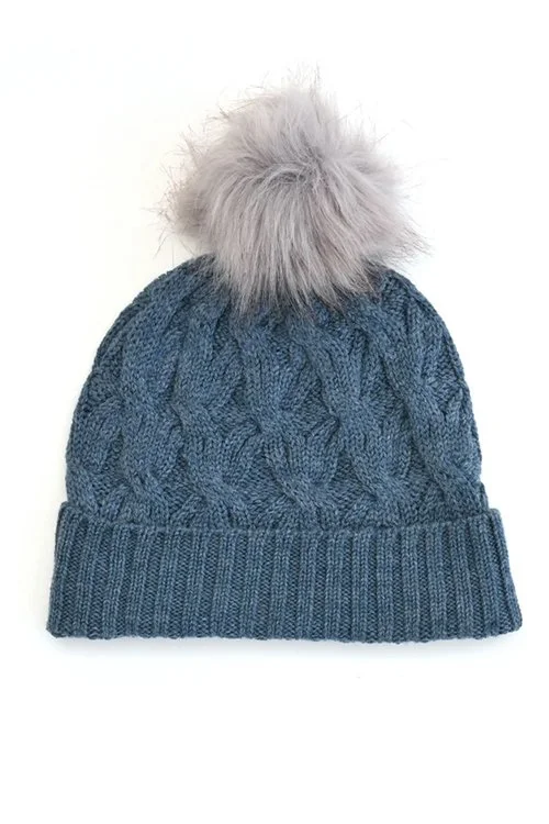 Bluebell colour variant in the Mabel Pom Pom Beanie from uimi knitwear