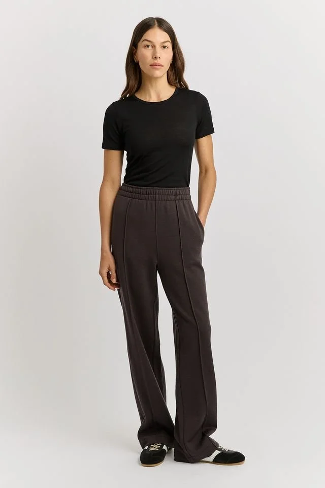 Woman wearing the Date (brown) colour variant of the Toorallie | Lounge Lounge Pants