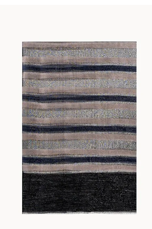 Black  colour variant of the striped Mae wool and silk striped scarf from DLUX