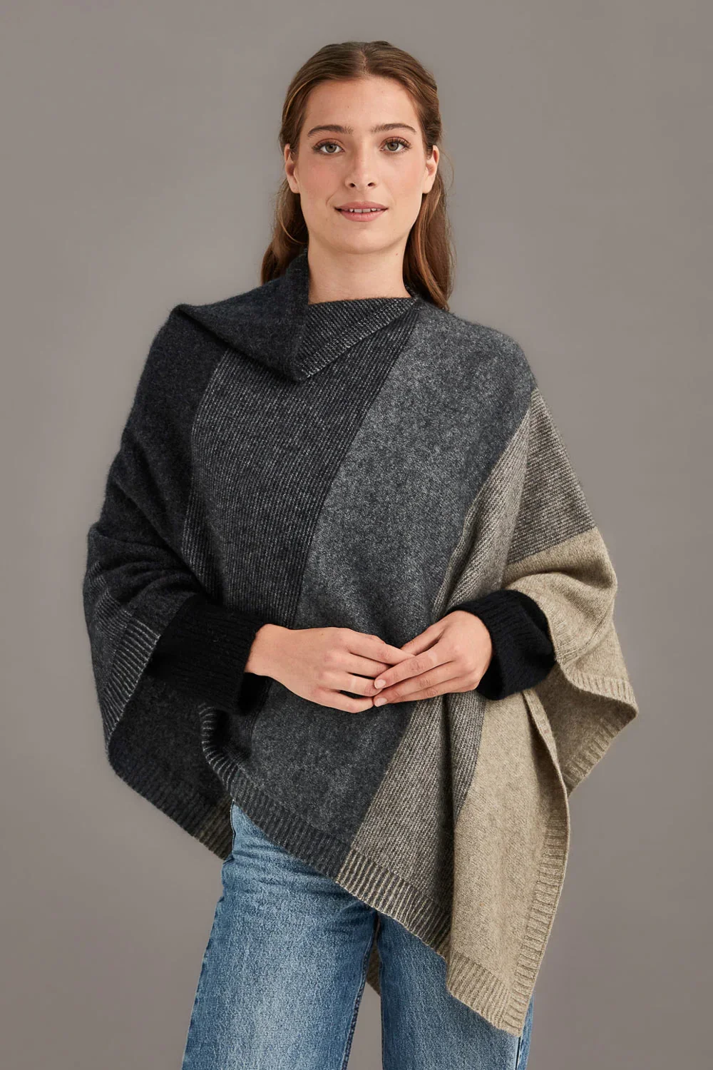 McDonald Textiles | Ombre Poncho (Merino wool, Possum Fur, Mulberry Silk)