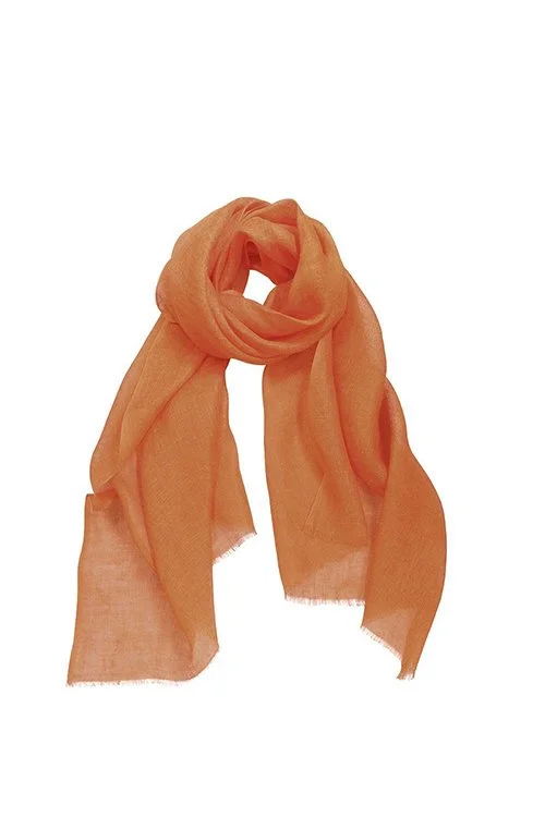 Burnt orange colour variant of the linen scarf by DLUX