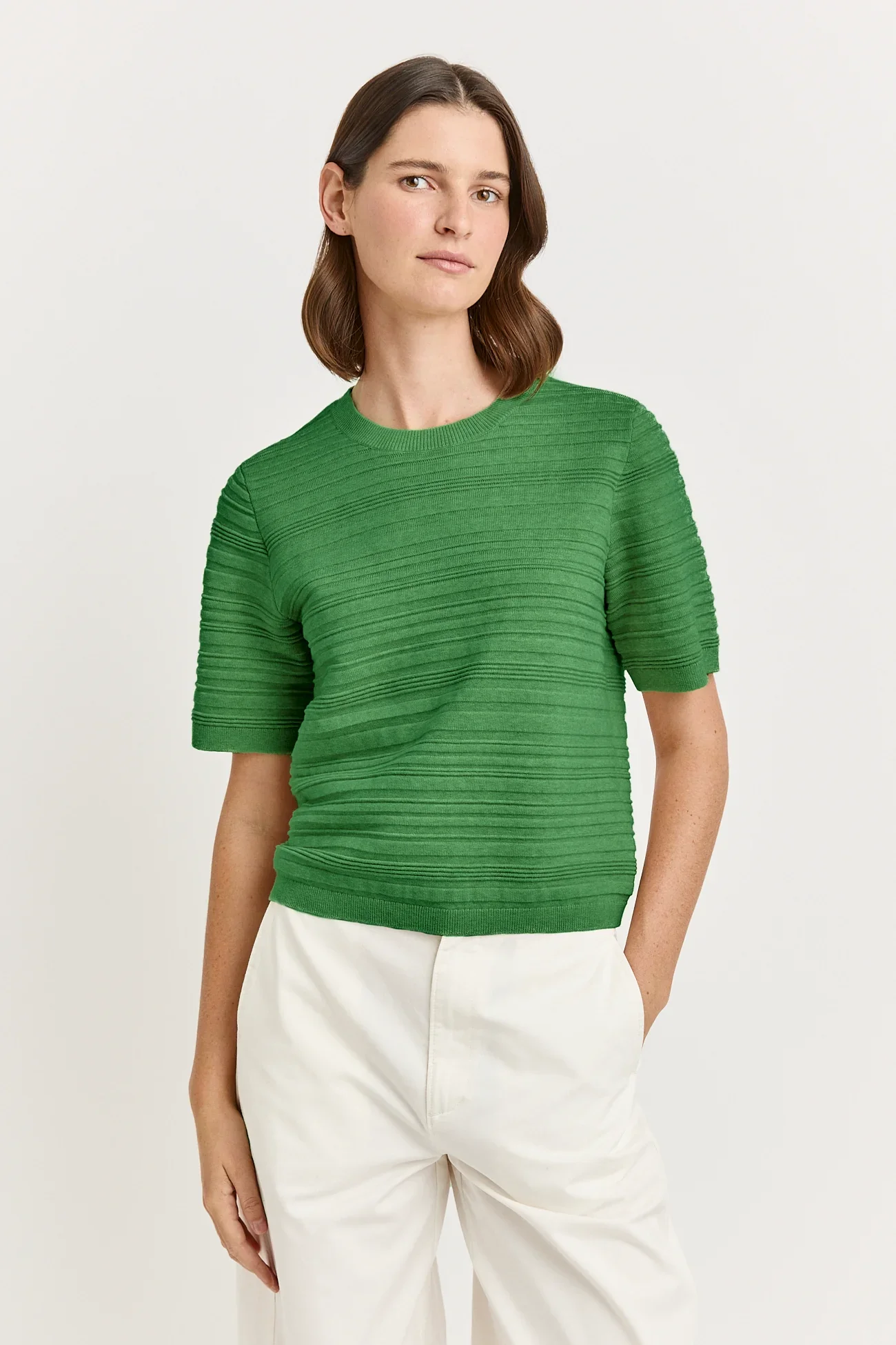 Toorallie | Parallel Knit Top (Organic Cotton + Merino) Sty 5205
