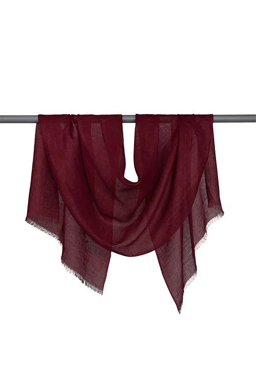 Wine (deep purple) colour variant of the linen scarf by DLUX