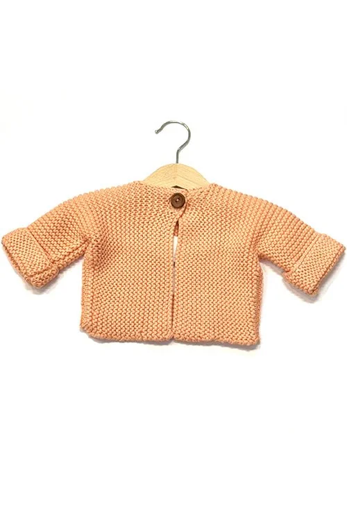 DLUX — Elf Baby Cardigan knitted from cotton peach colour variant