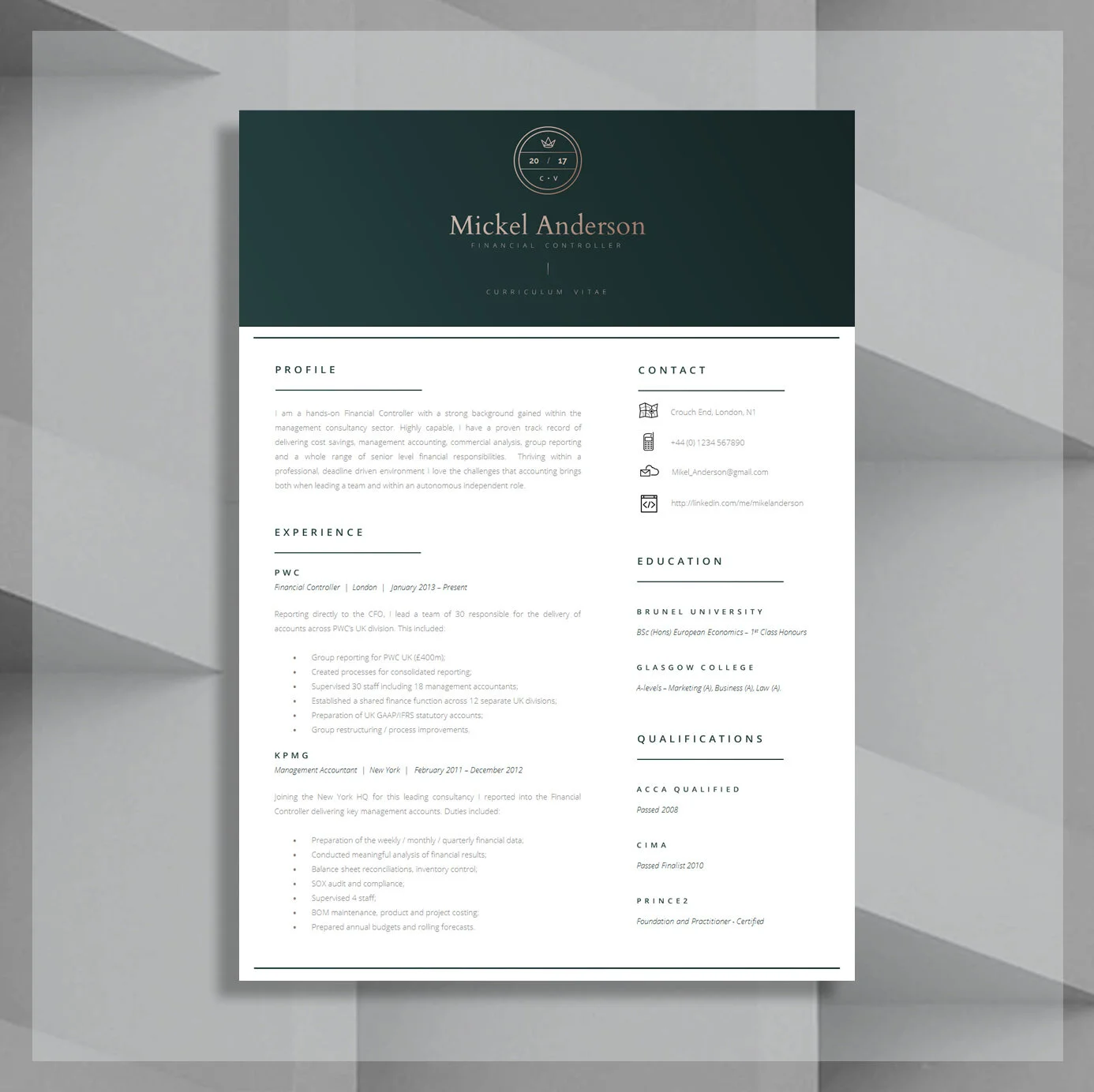 Finance / Accountancy CV Templates
