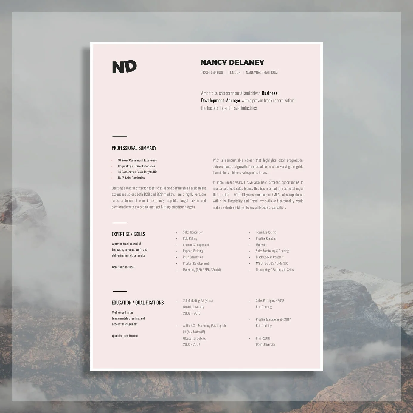 Sales / Account Management CV Templates