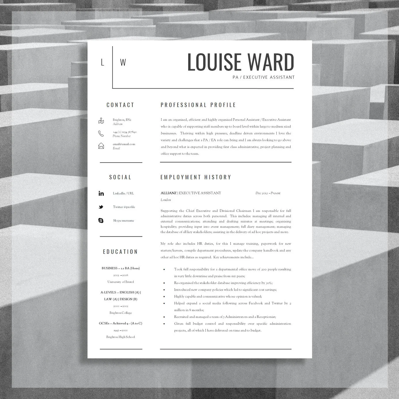 Admin / Business Support / Personal Assistant CV Templates