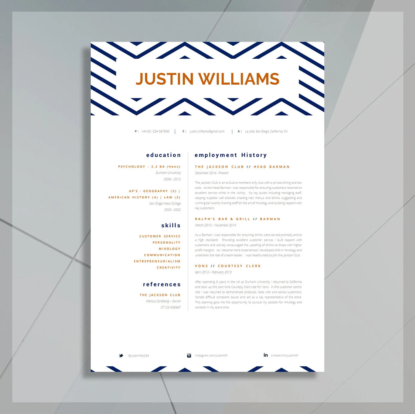 Catering / Hospitality CV Templates