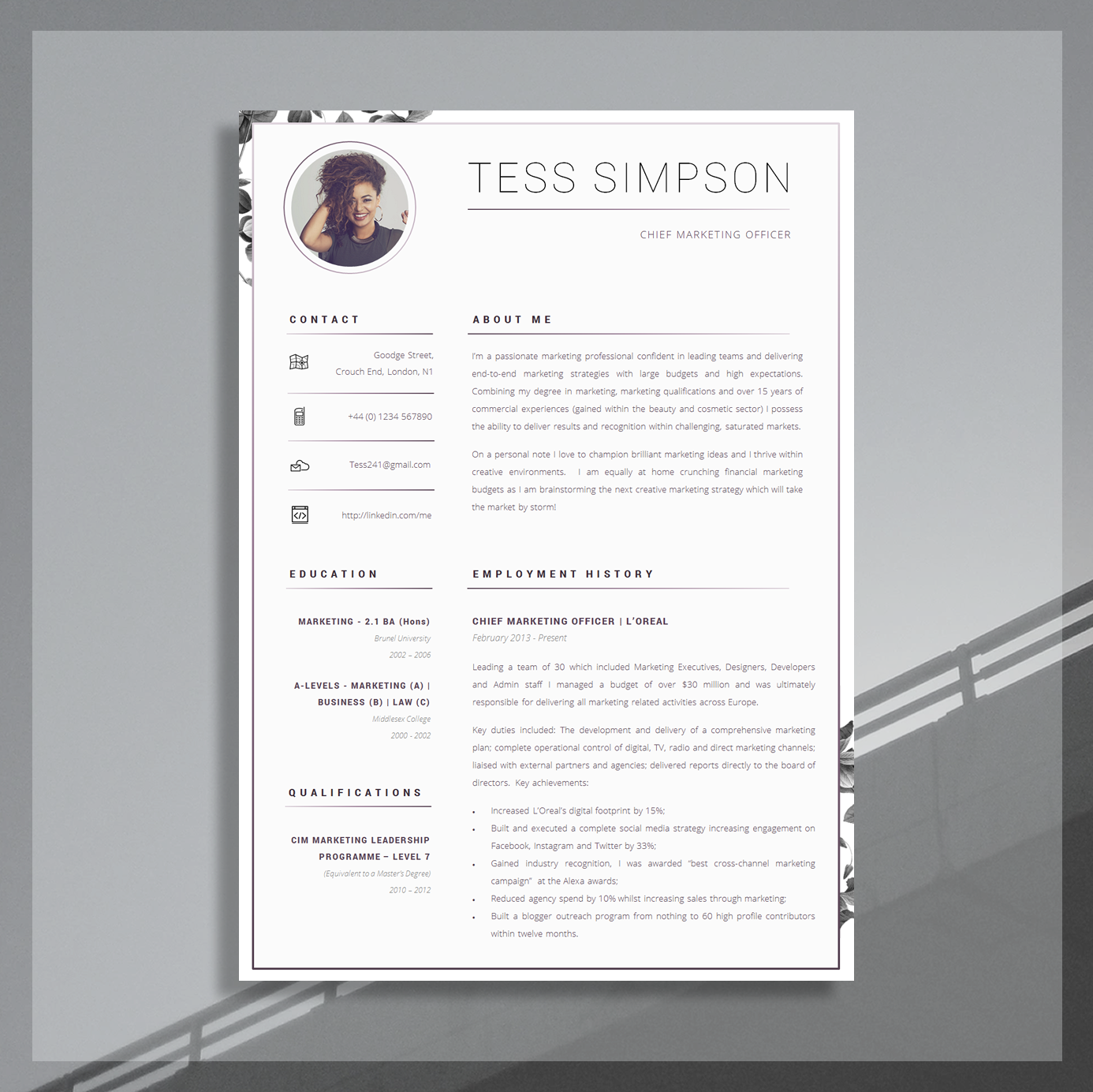 Marketing CV Template | Modern CV Template + Cover Letter + Advice | CV For Word | "Beauvoir"
