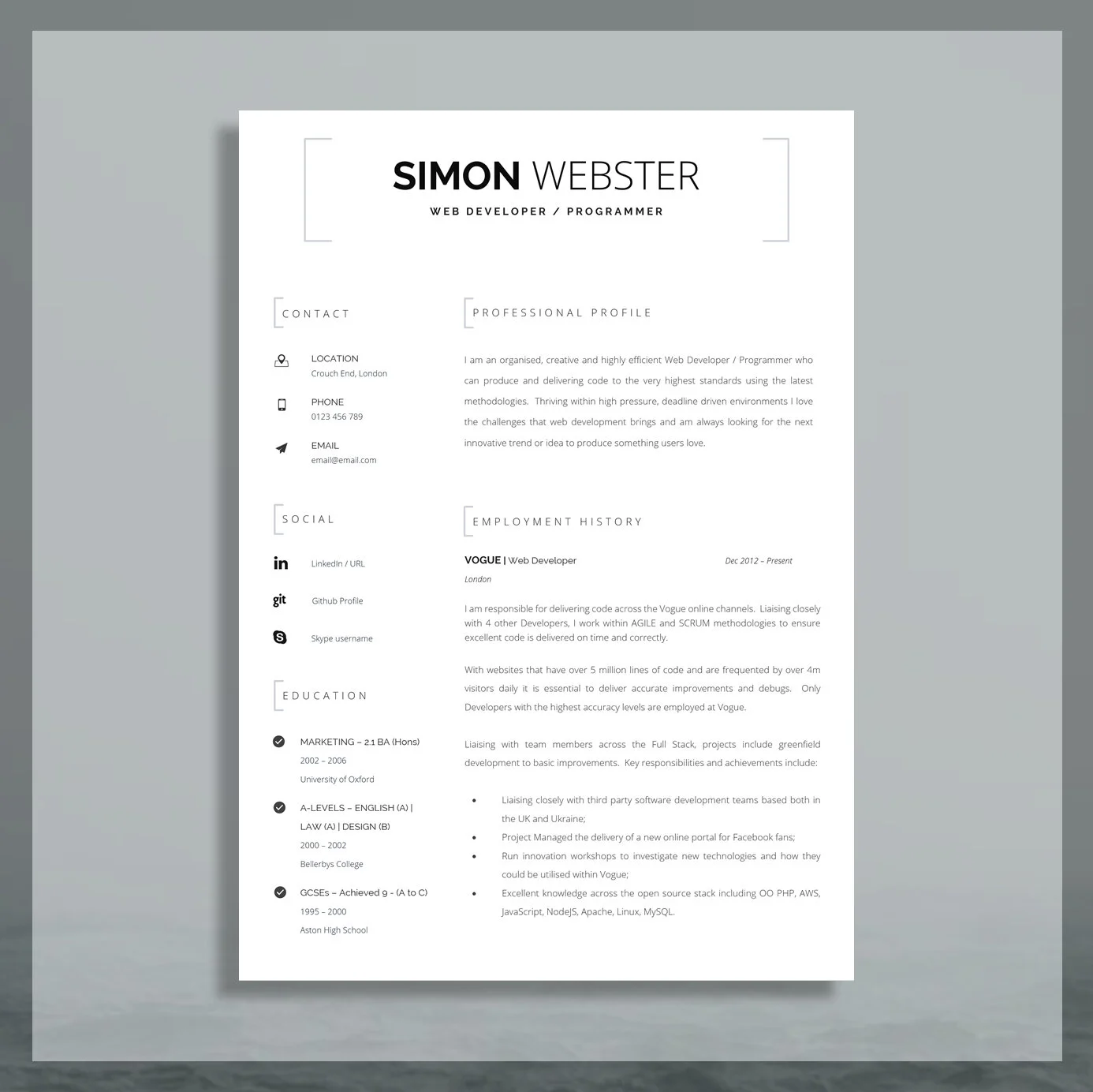 Technical Resume Template (Mac and PC) | Resume Template for Technical and IT Professionals | "Barbican"