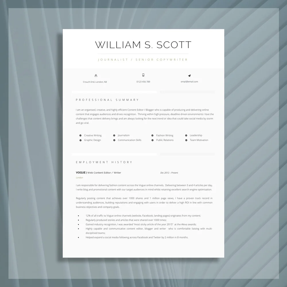 Professional CV template