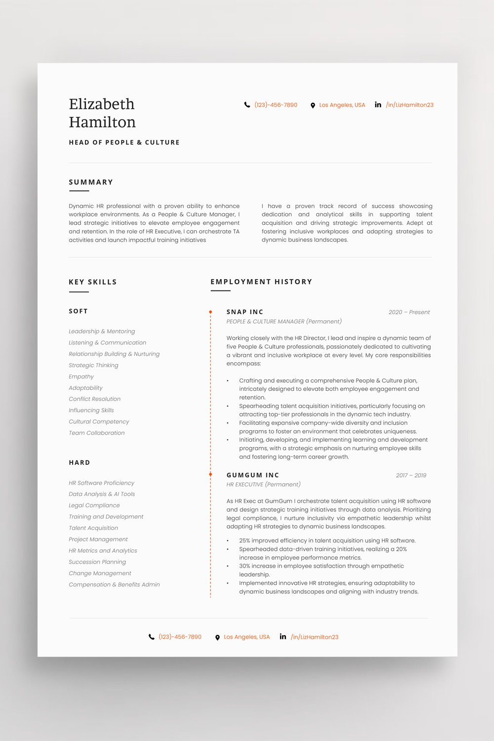 Contemporary professional CV with restrained modern styling