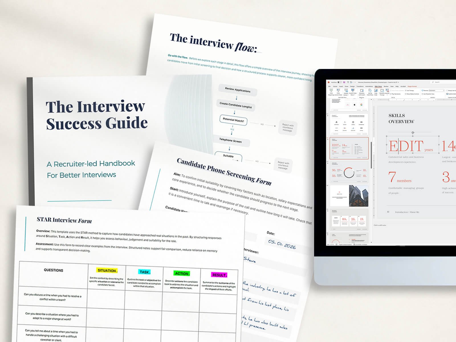 Interview Success Guide, interview checklist and presentation preparation tools