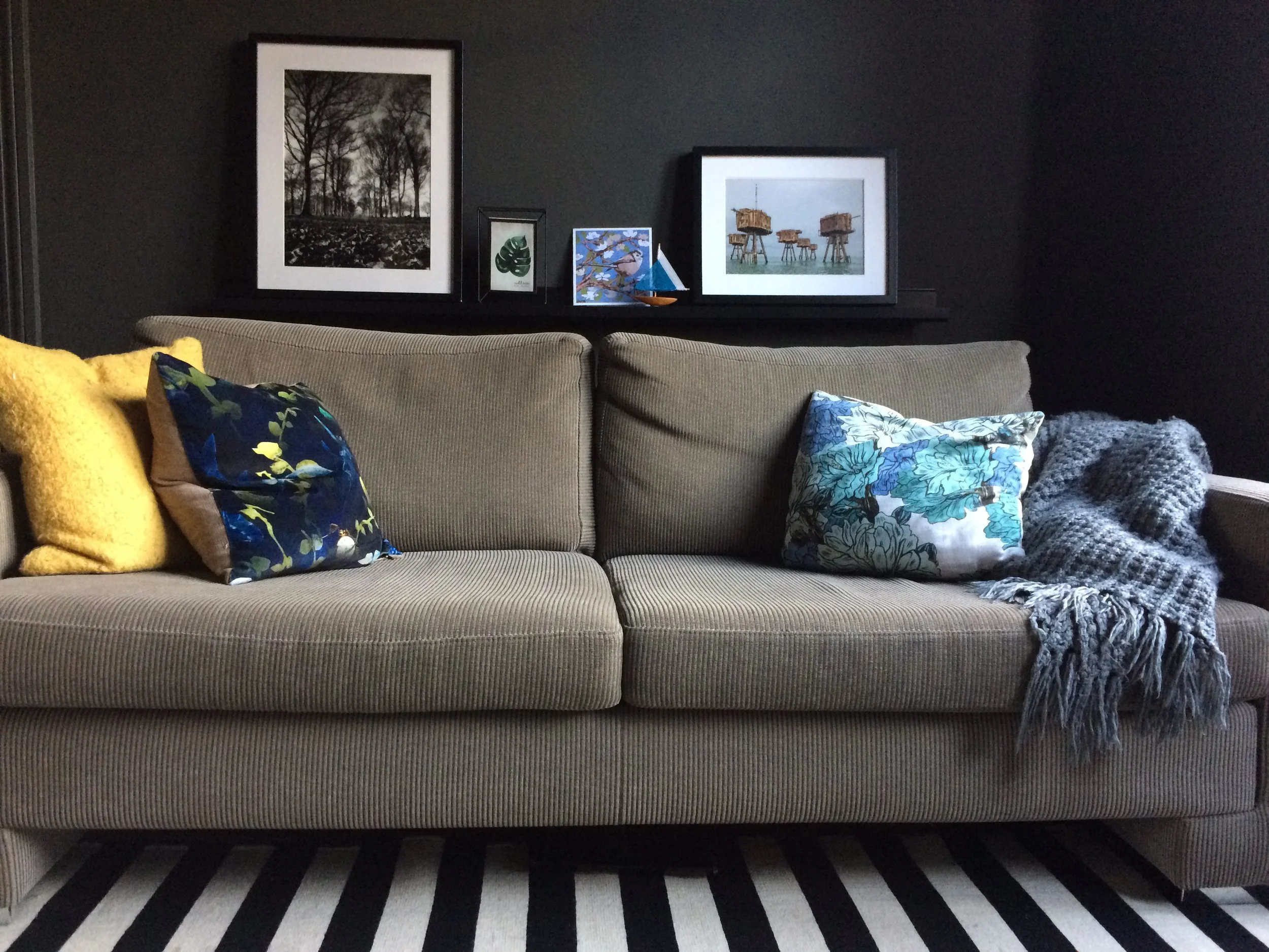 Dramatic dark painted walls in my living room
