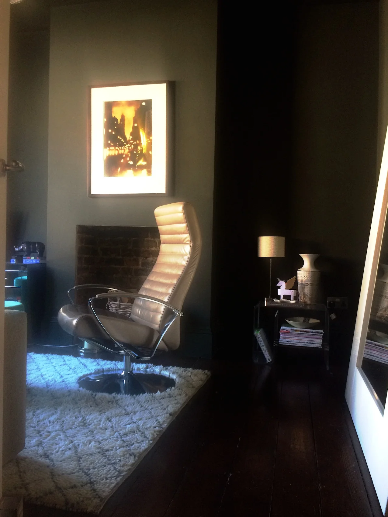Bringing the chair into the room makes it feel part of the conversation (if chairs could talk)