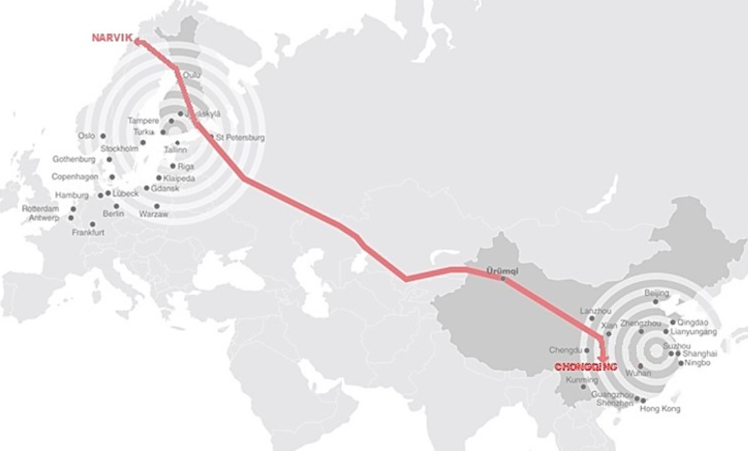 Nurminen Logistics avaa uuden junareitin Kiinan Chongqingiin