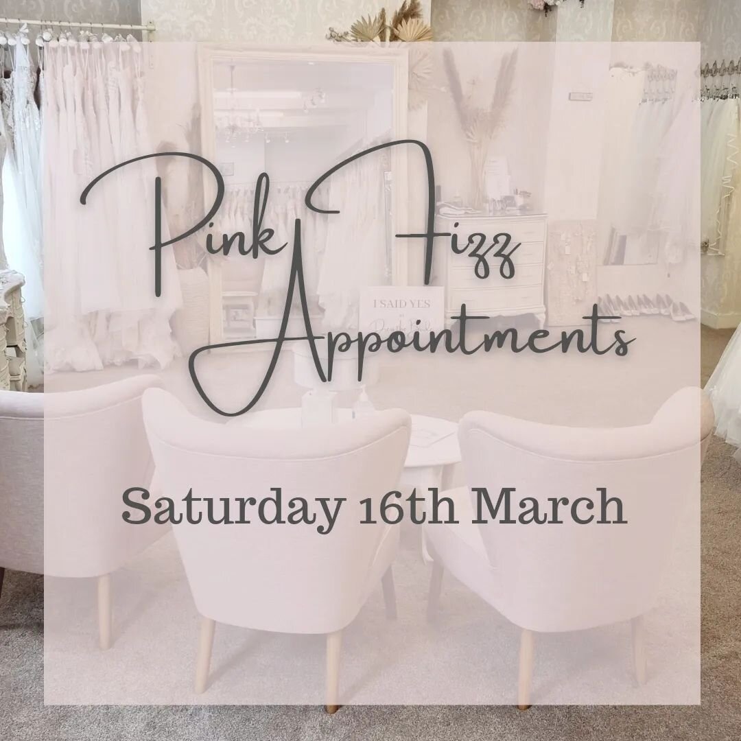 Find your dream dress this weekend in one of our amazing Pink Fizz Appointments! 💗🥂
.
Remaining appointment times are;
10.45 am
12.30 pm
  4.00 pm
.
View our beautiful stock, check all availability, and book online now through our website @
www.dre