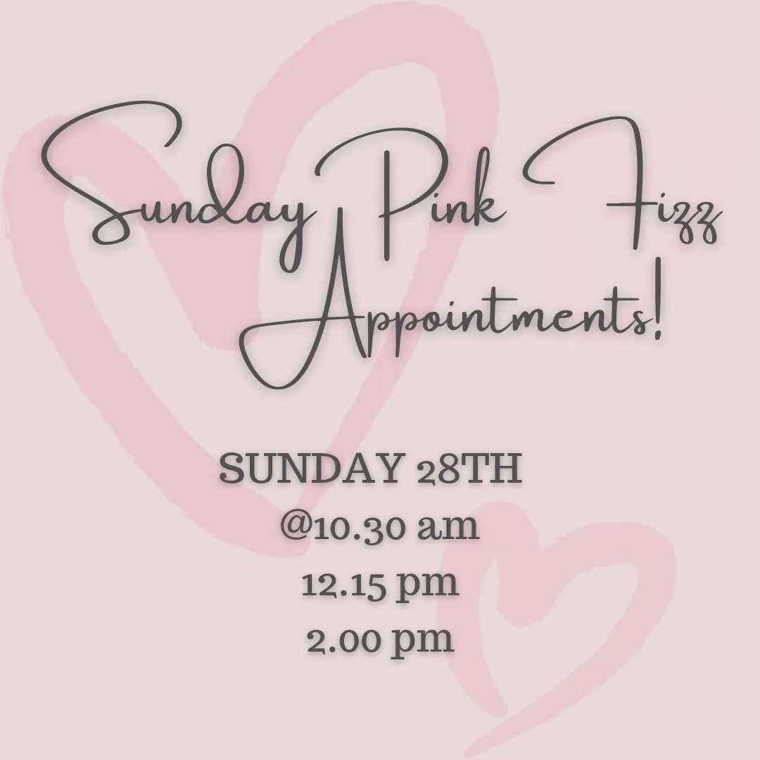 We have just added 3 new Pink Fizz Sunday Appointments to our online diary! 🥂
.
Enjoy a glass of pink fizz for you and up to 4 guests in a relaxed and friendly environment.  A 90-minute appointment with exclusive use of our showroom.
.
We have beaut