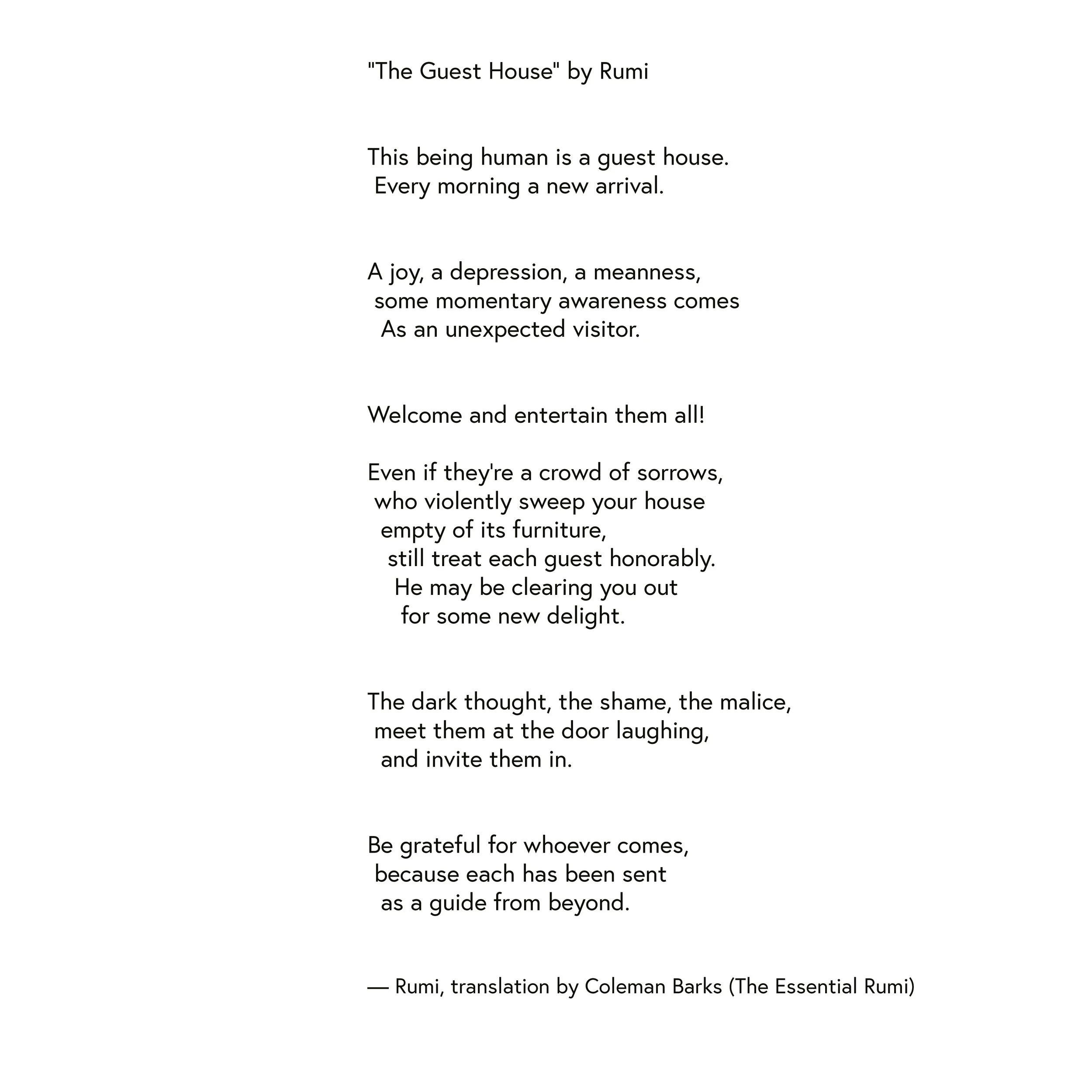 Rumi 'The Guest House'