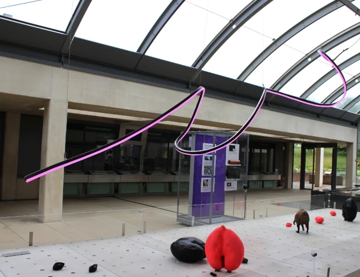 Flight Path sculptures, LED and steel, 400 x 400 x200cm x2 approximately