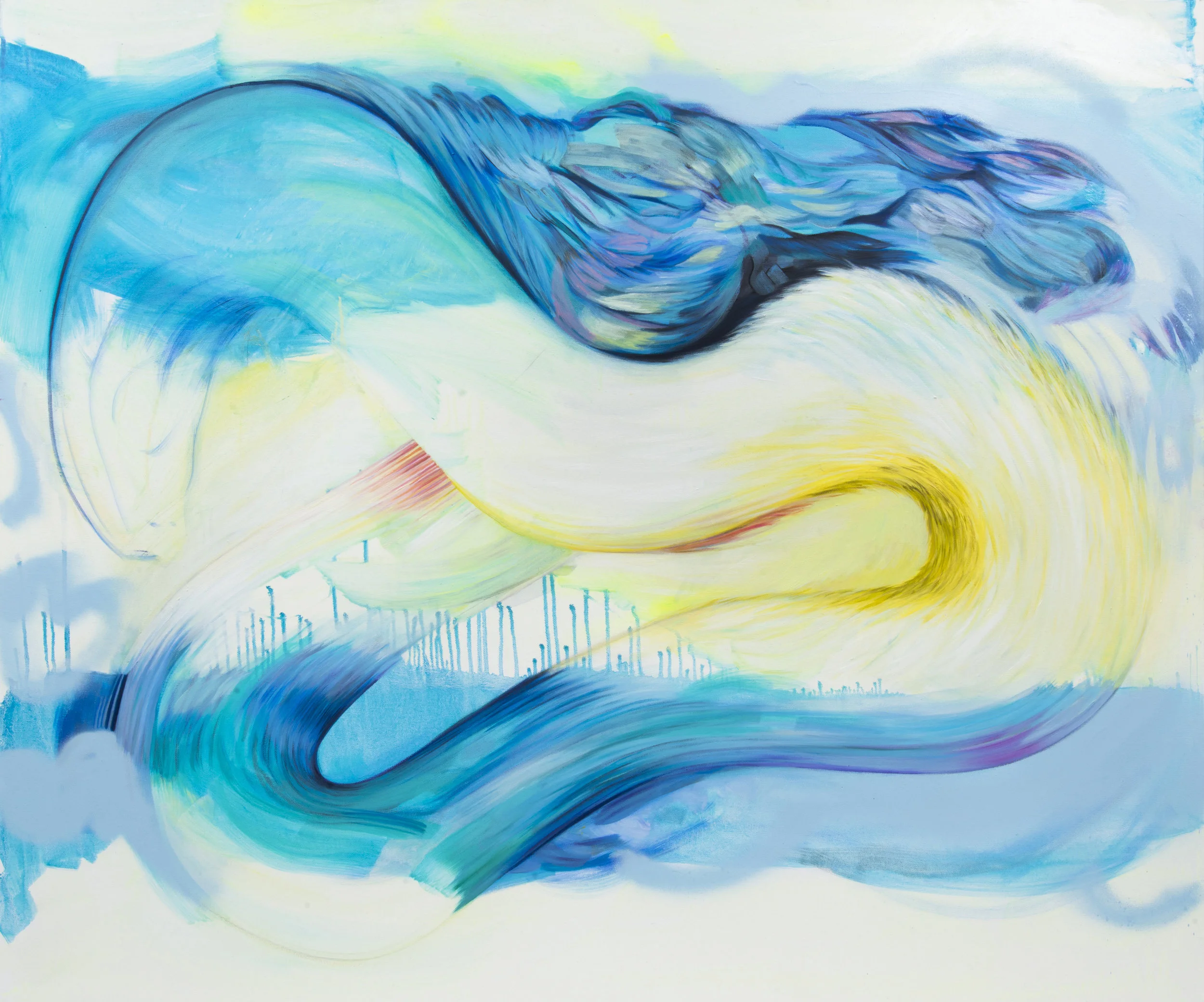 ‘Blue Yellow Blue’, Oil on canvas, 100 x 125cm 2019