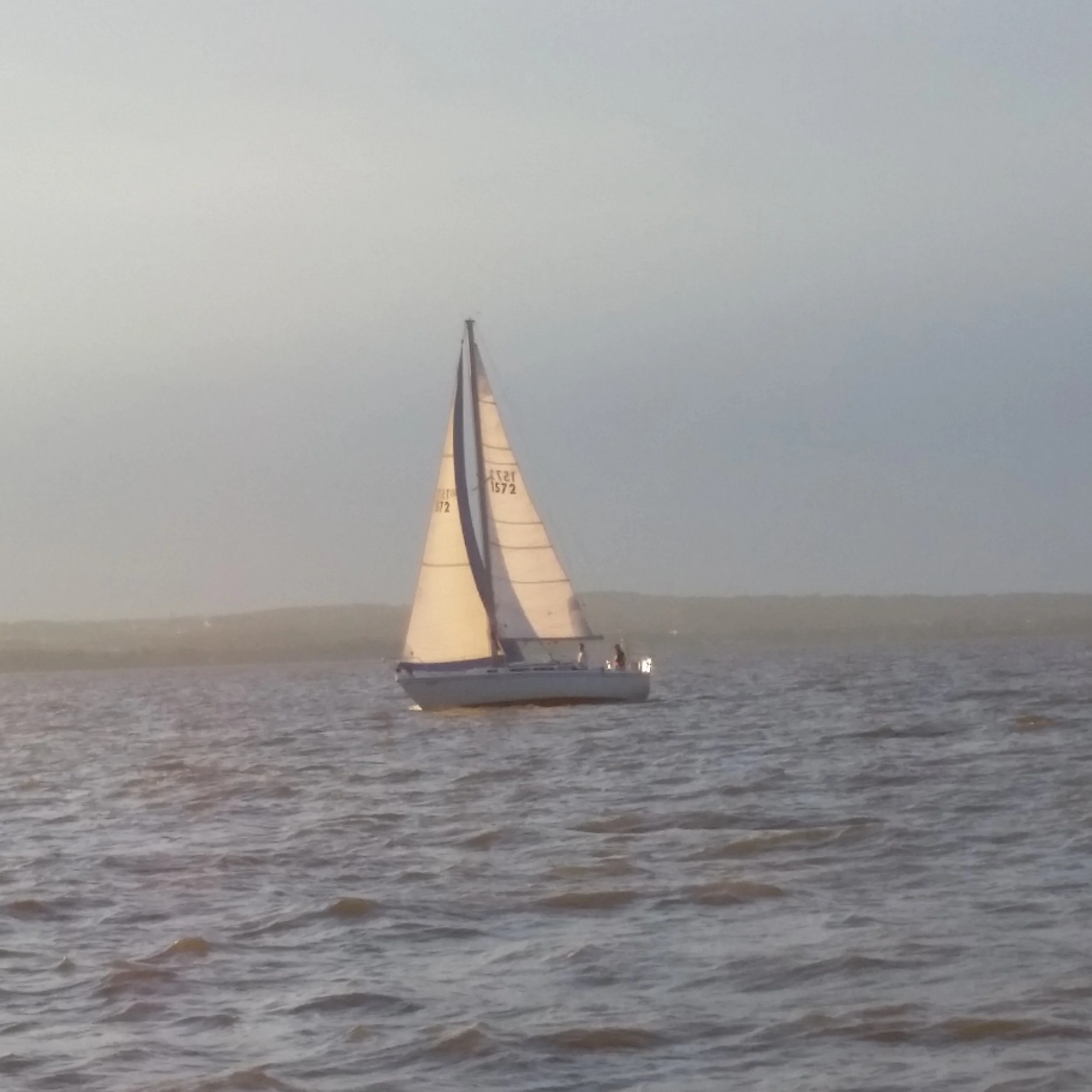 With thunderstorms threatening, Chris M and crew sail "Rocinante" to a 4th Place finish in the 2017 Sippy Cup.