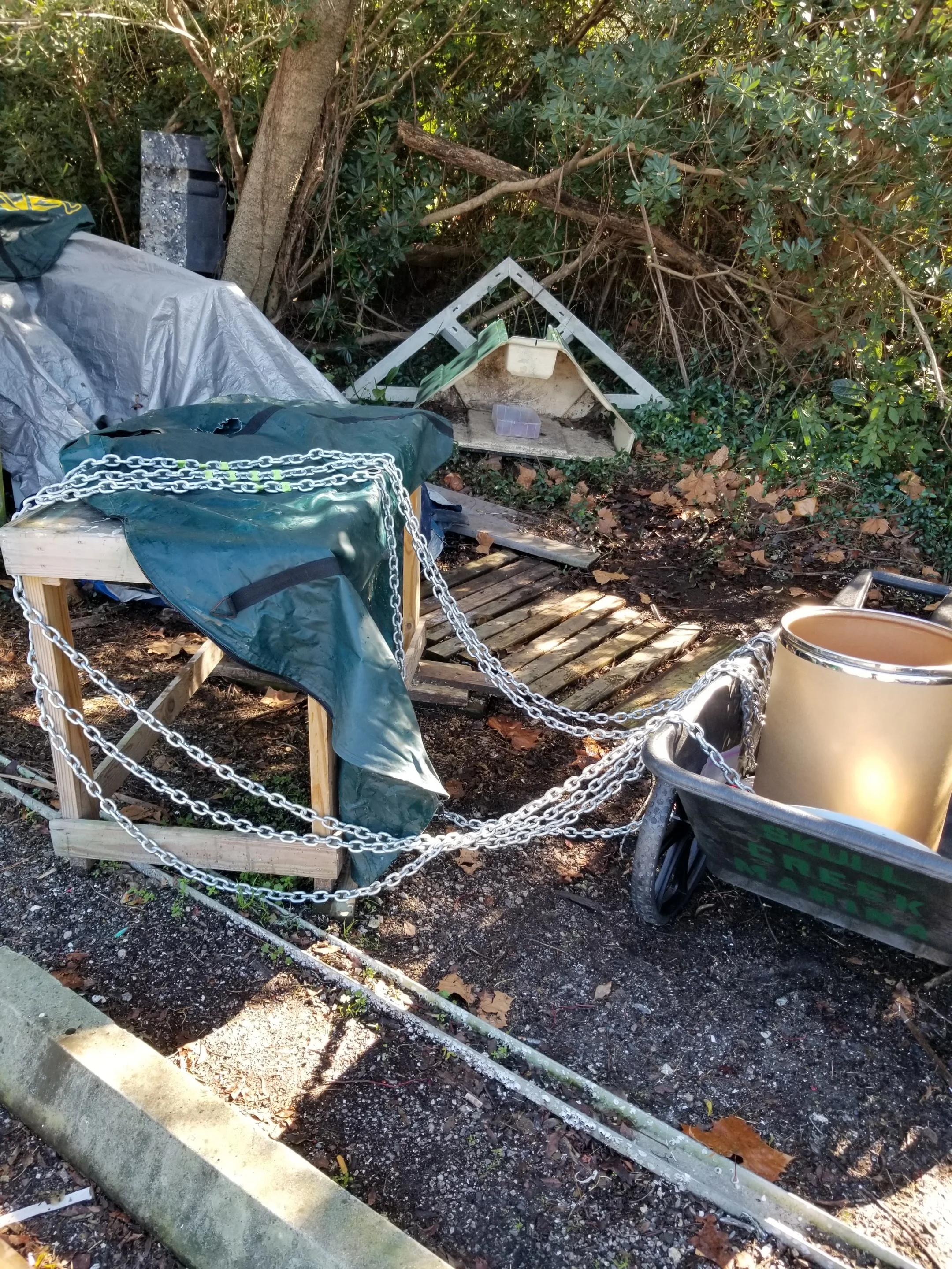 At marinas where cruisers congregate, the “mangrove (or in this case marshland) workshop” is ubiquitous.