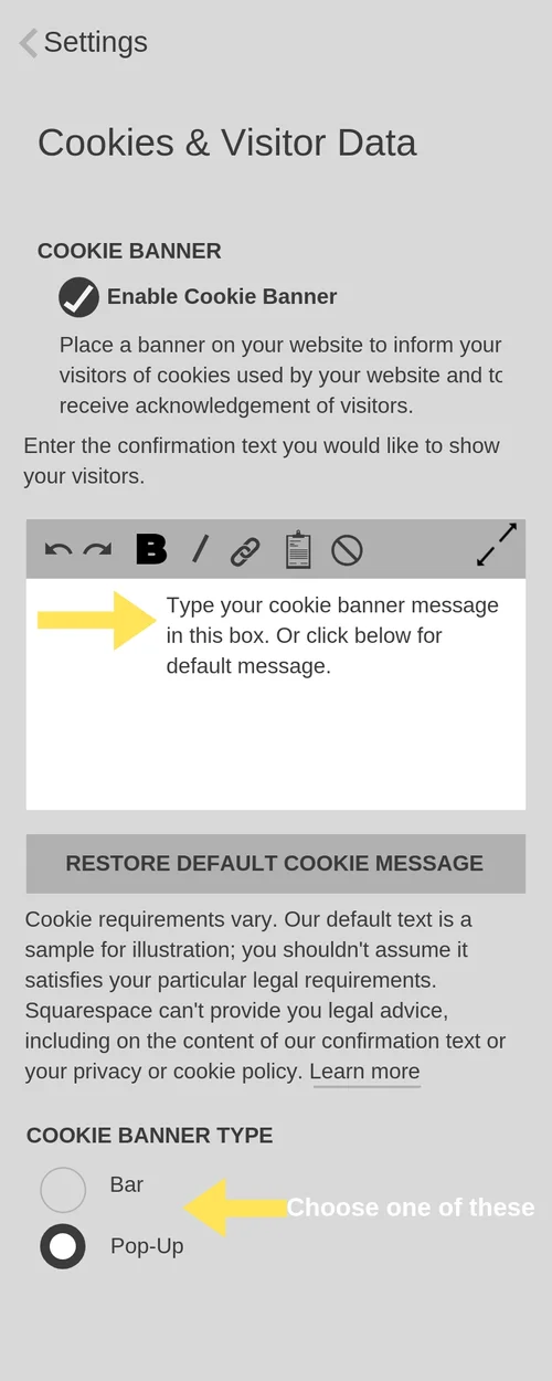 The Squarespace Cookie Banner Less Stress Design