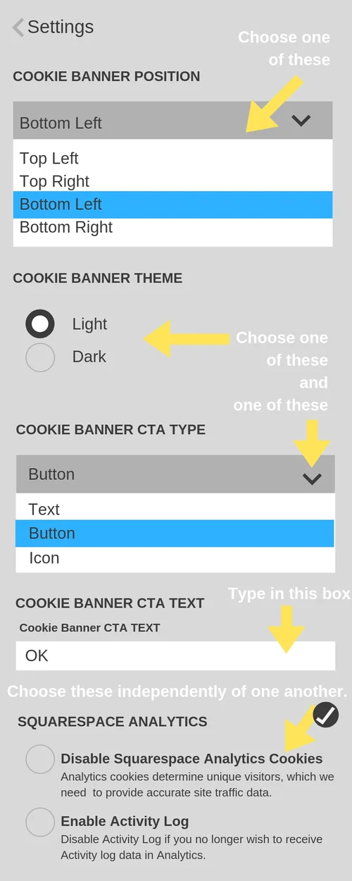 The Squarespace Cookie Banner Less Stress Design