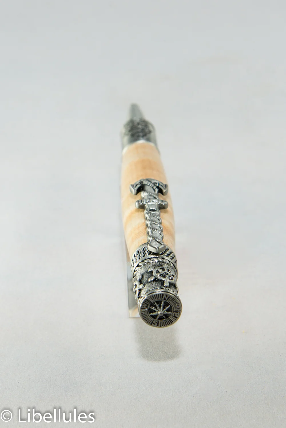 Nautical Pen Curly Maple Antique Pewter-3329.jpg