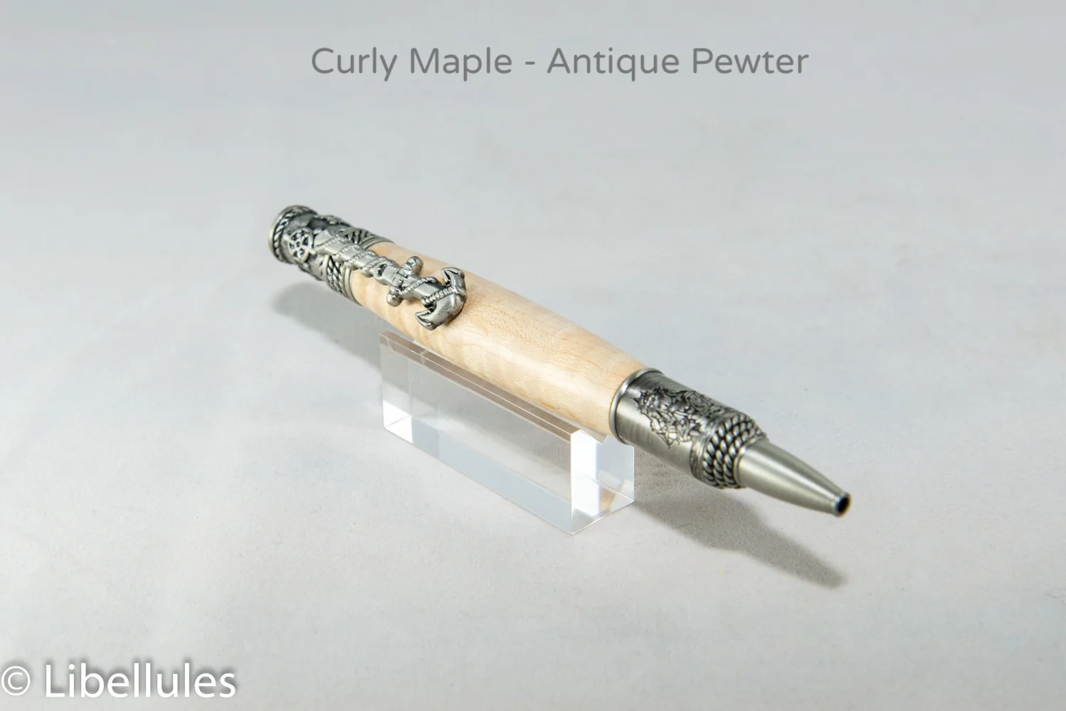 Nautical Pen Curly Maple Antique Pewter-3325.jpg