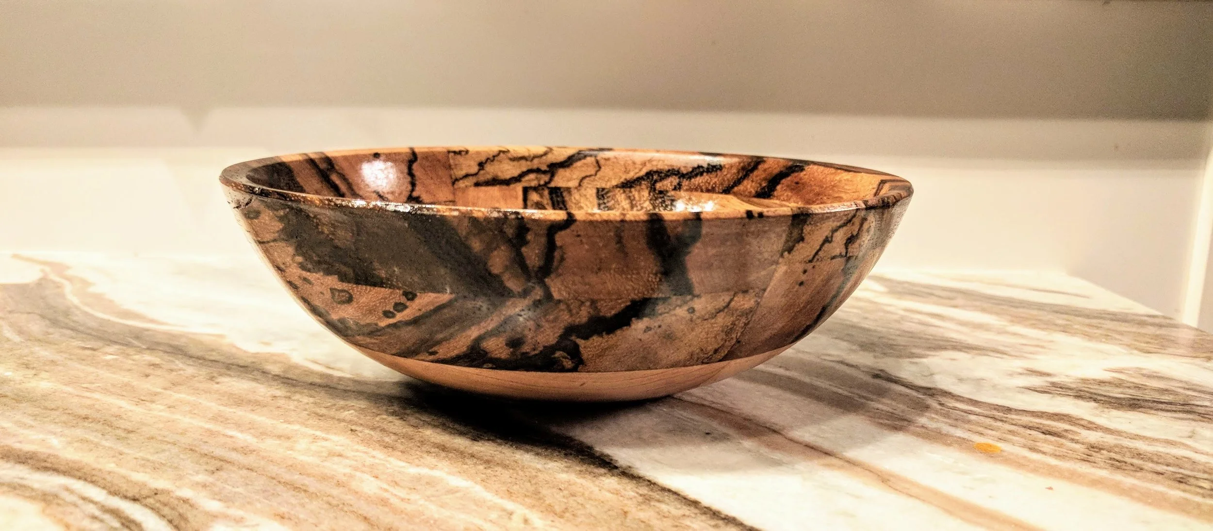Handmade Zebrano and Cherry Bowl 7.5 in. dia. x 2.5 in, Article 1123