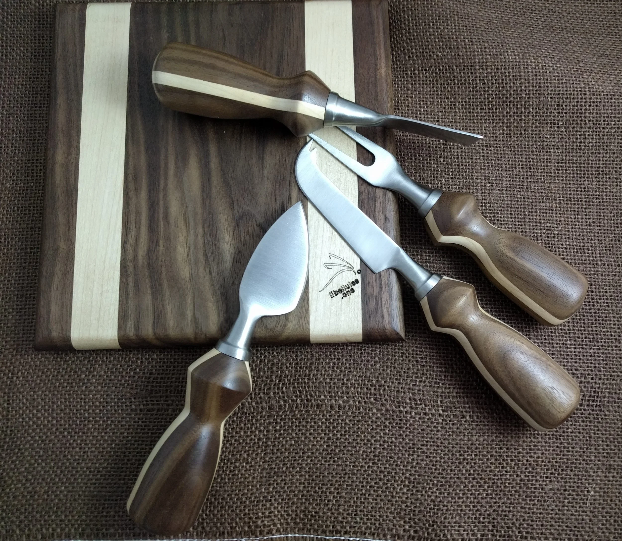 Elegant Cheese Knife Set: 4 Knives and Cutting Board
