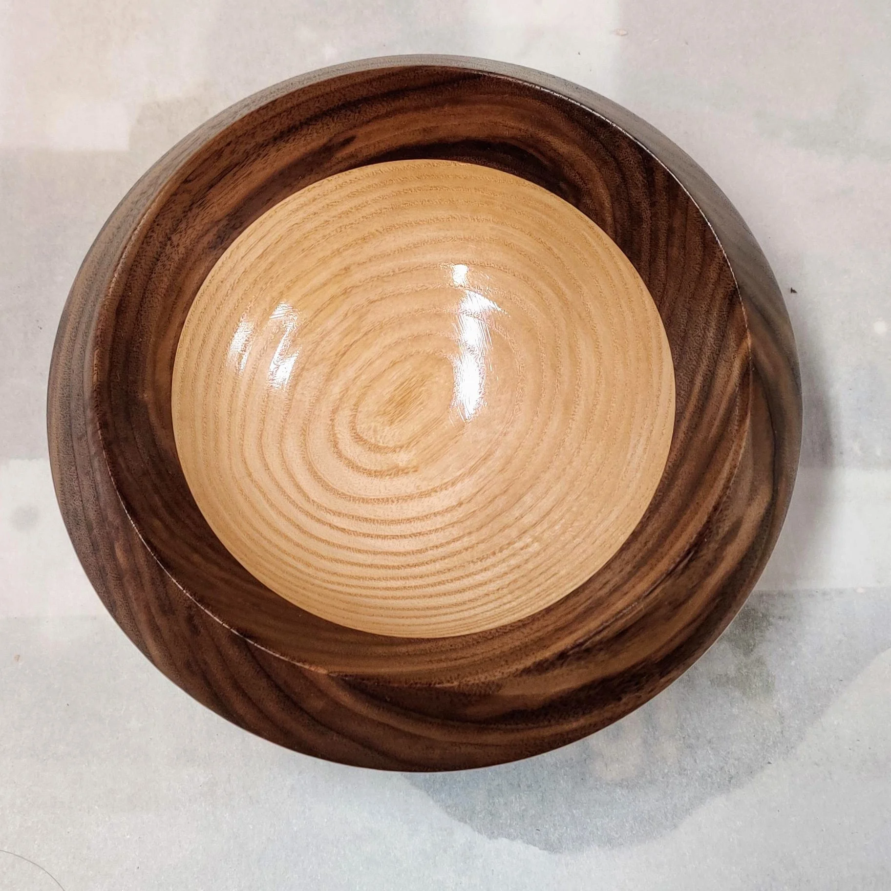 Handcrafted Wood Bowl, Ash and Walnut (Art. #2112)
