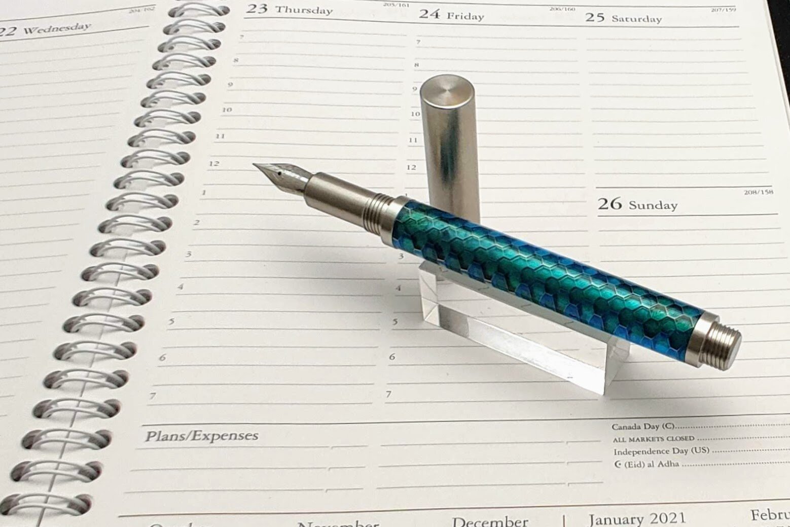 Handcrafted Fountain Pen, Milled Metal, Steel, Aluminum