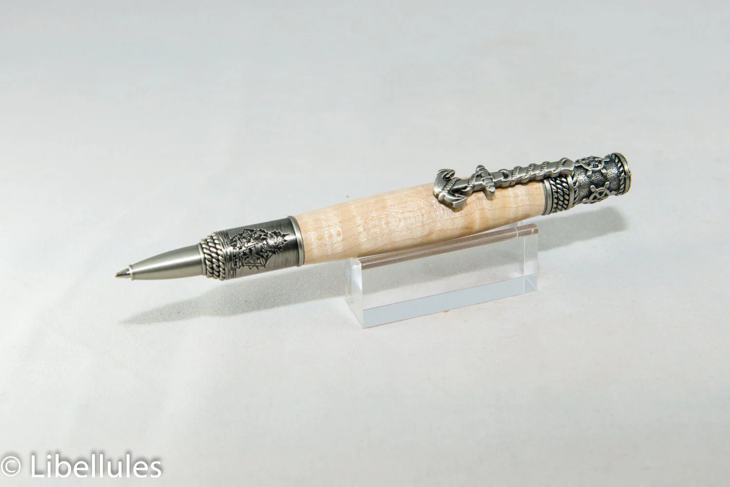 Nautical Pen Curly Maple Antique Pewter-3327.jpg