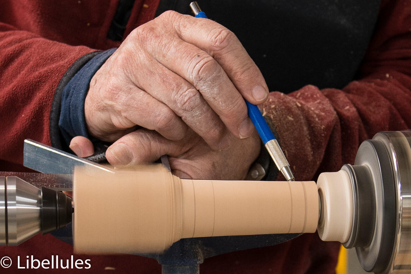 ... measuring and marking handle features...