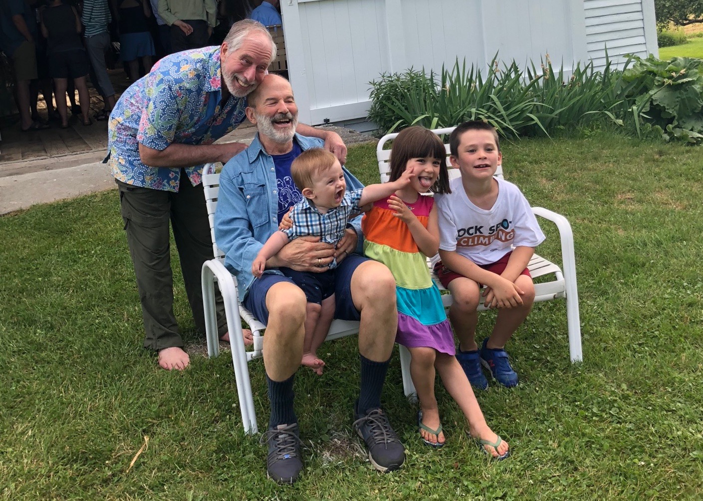 Steve and Joe with our grandchildren, July, 2019
