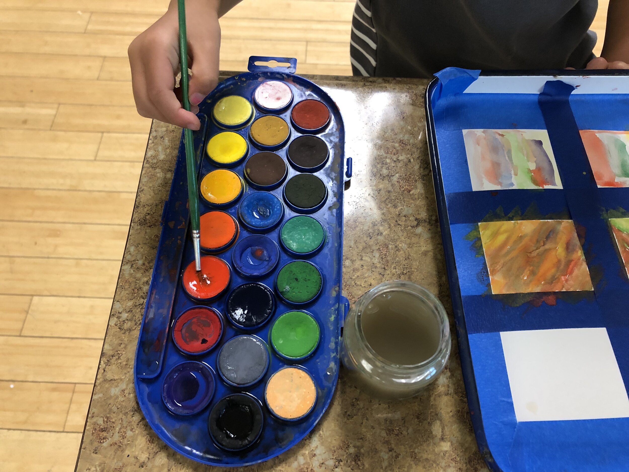 The College School, mark making with paint, class of 4-5 year-olds, September, 2019