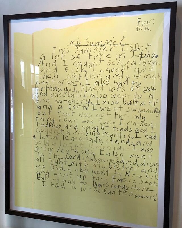 &ldquo;What I did on my summer vacation&rdquo; by Finn Polk, age 8. #strongimageofthechild #voice #lotsofexamples #exhuberance #outofdoors #nochildleftinside #writingisfun