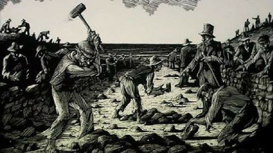 People were forced to build pointless roads in exchange for food.