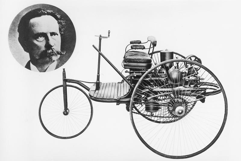  Deutscher Pionier: Carl Benz und sein Fahrzeug mit Gasmotorenbetrieb (1886). 