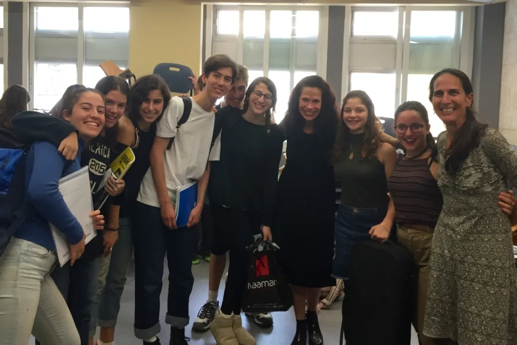 With students at Talma Yalin Arts High School, Tel Aviv, and their teacher Cherylyn Vardi 