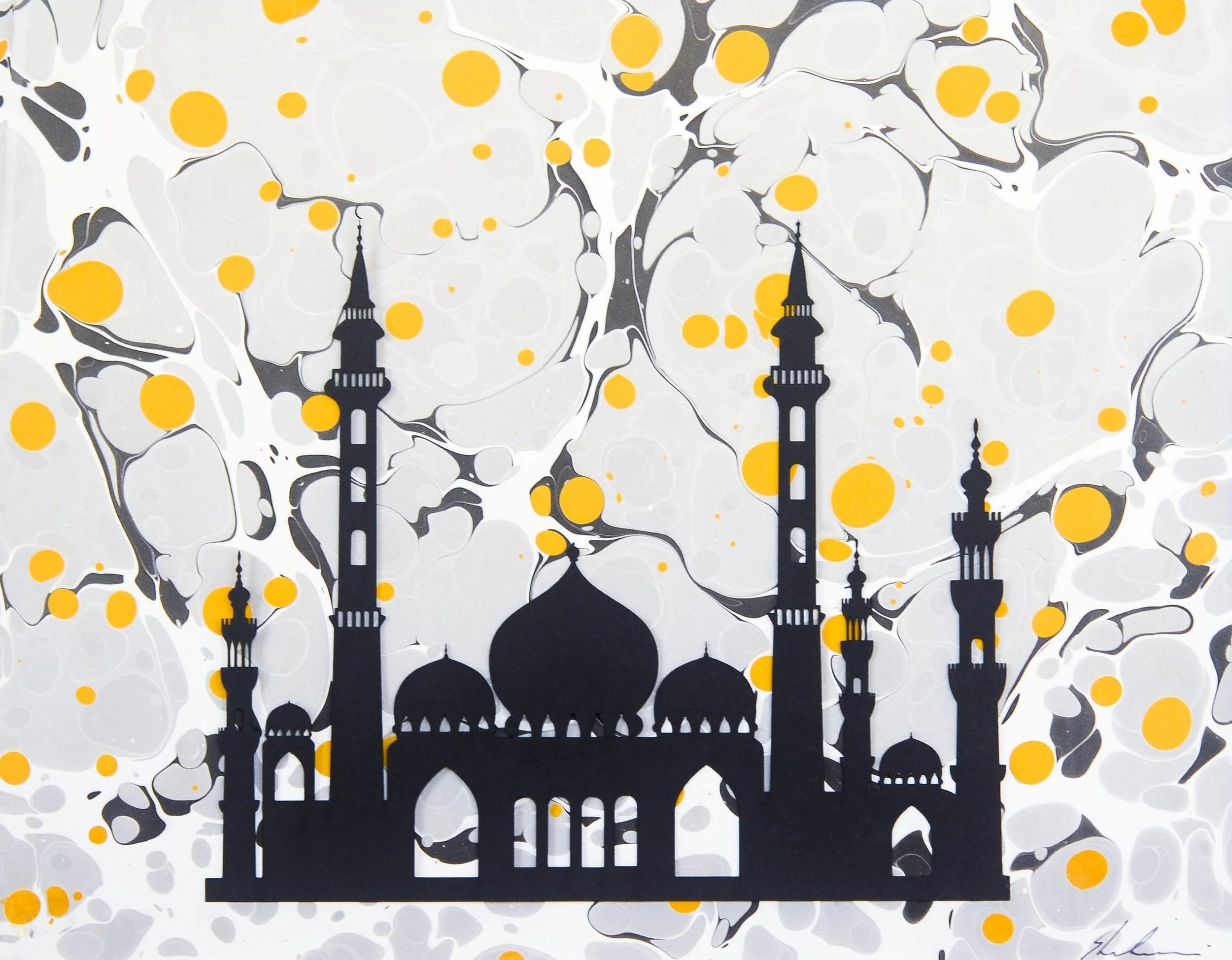Laser-cut Archival Mat Board on Battal Ebru.jpg