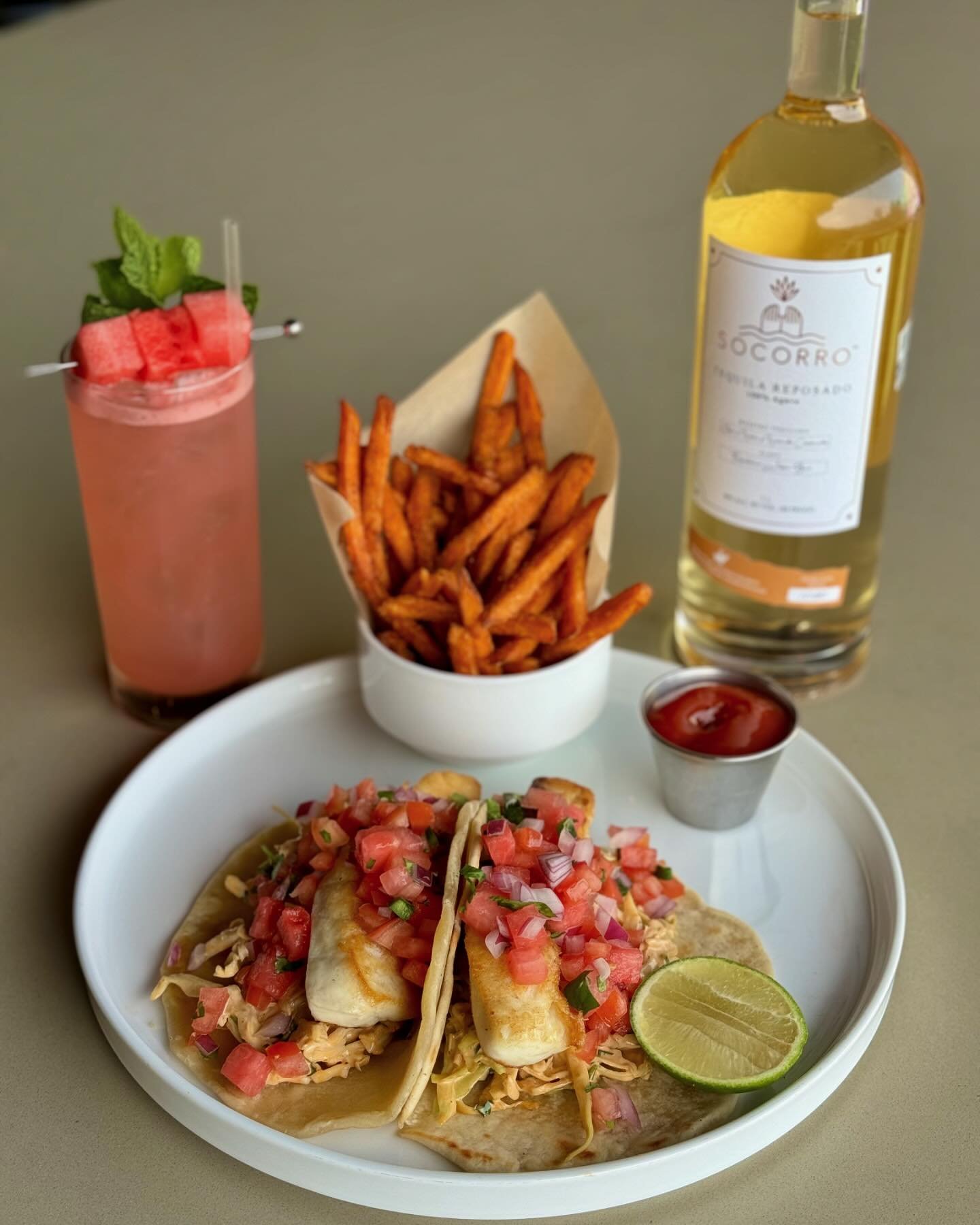 Sipping on summer with this refreshing Watermelon Mint Margarita crafted with @socorrotequila that pairs perfectly with some flounder tacos topped with a fresh watermelon salsa. Cheers to the ultimate summer combo!