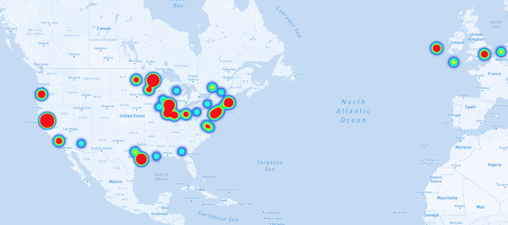 Locations of 2020 US Olympic Marathon Trials Qualifier Races