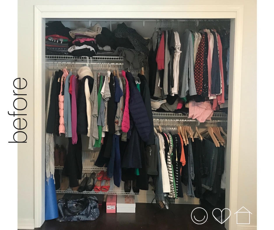 Bedroom closet organization before