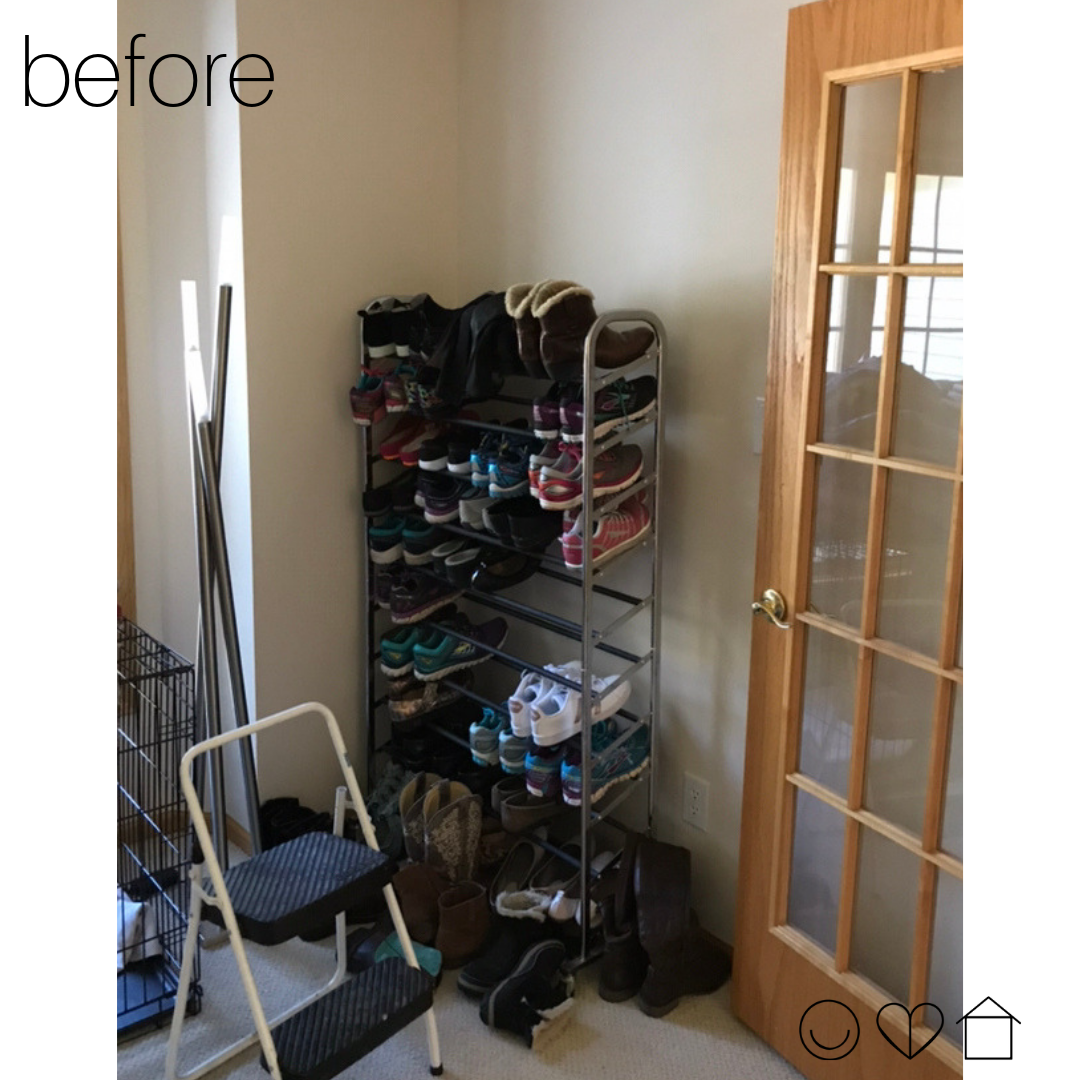 Mudroom organization before - Des Moines