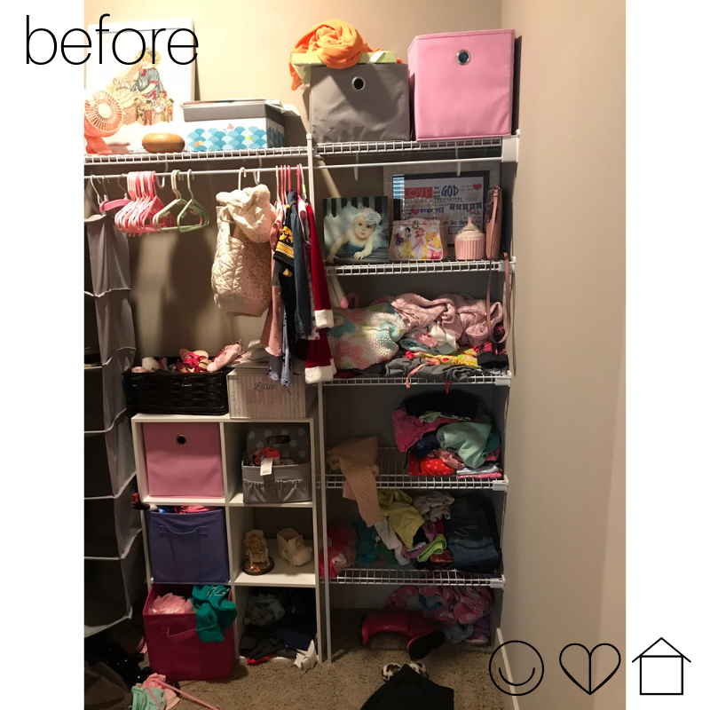 Bedroom closet organization before