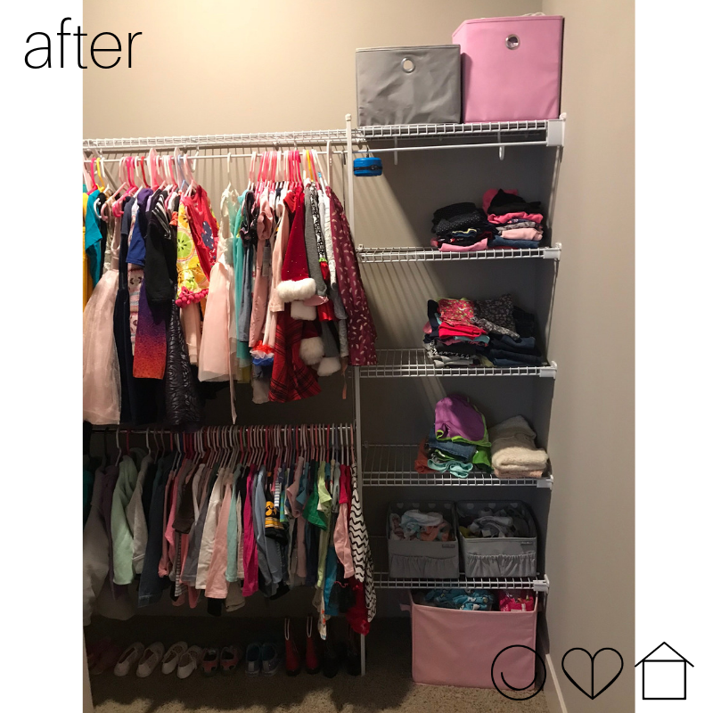 Bedroom closet organization after